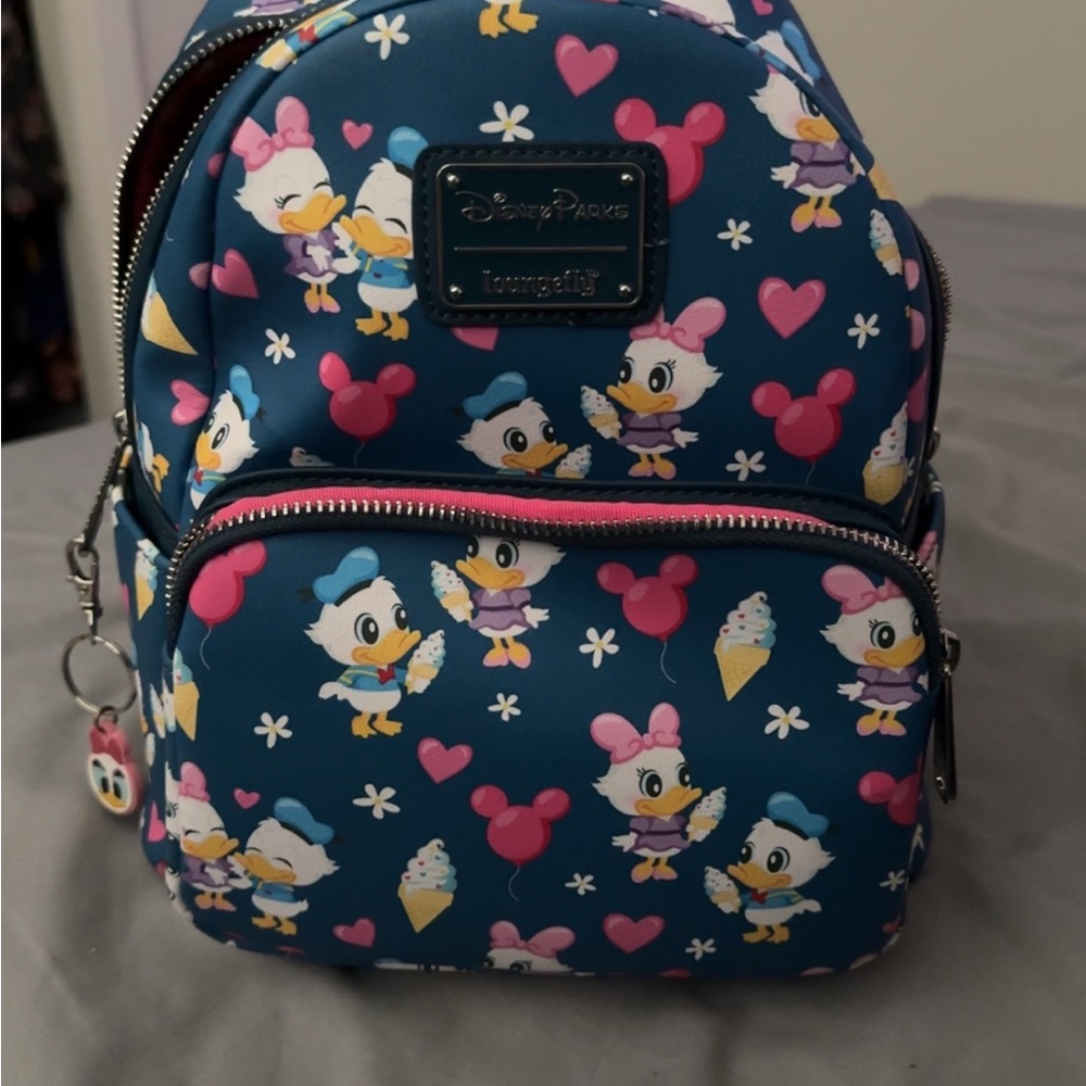 Loungefly Disney Backpack - Blue with Pink and White Accents